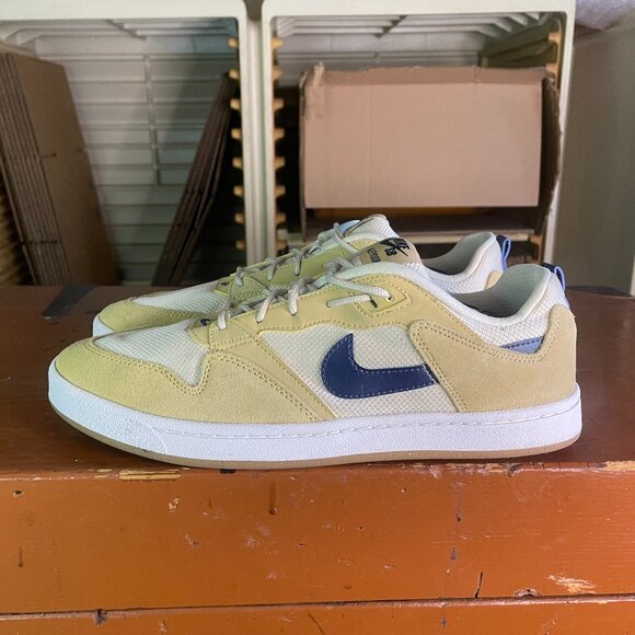 NIKE Men's Size 9.5 Air SB Alleyoop Club Gold Midnight Navy Shoes CJ0882-700 - Picture 1 of 10